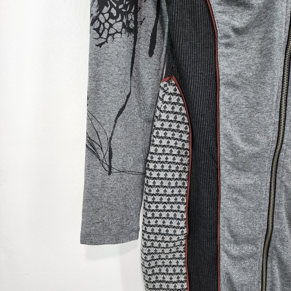 Anvrdie Women's Wool Blend Full Zip Fitted Artsy Sweater Dress - Picture 5 of 12